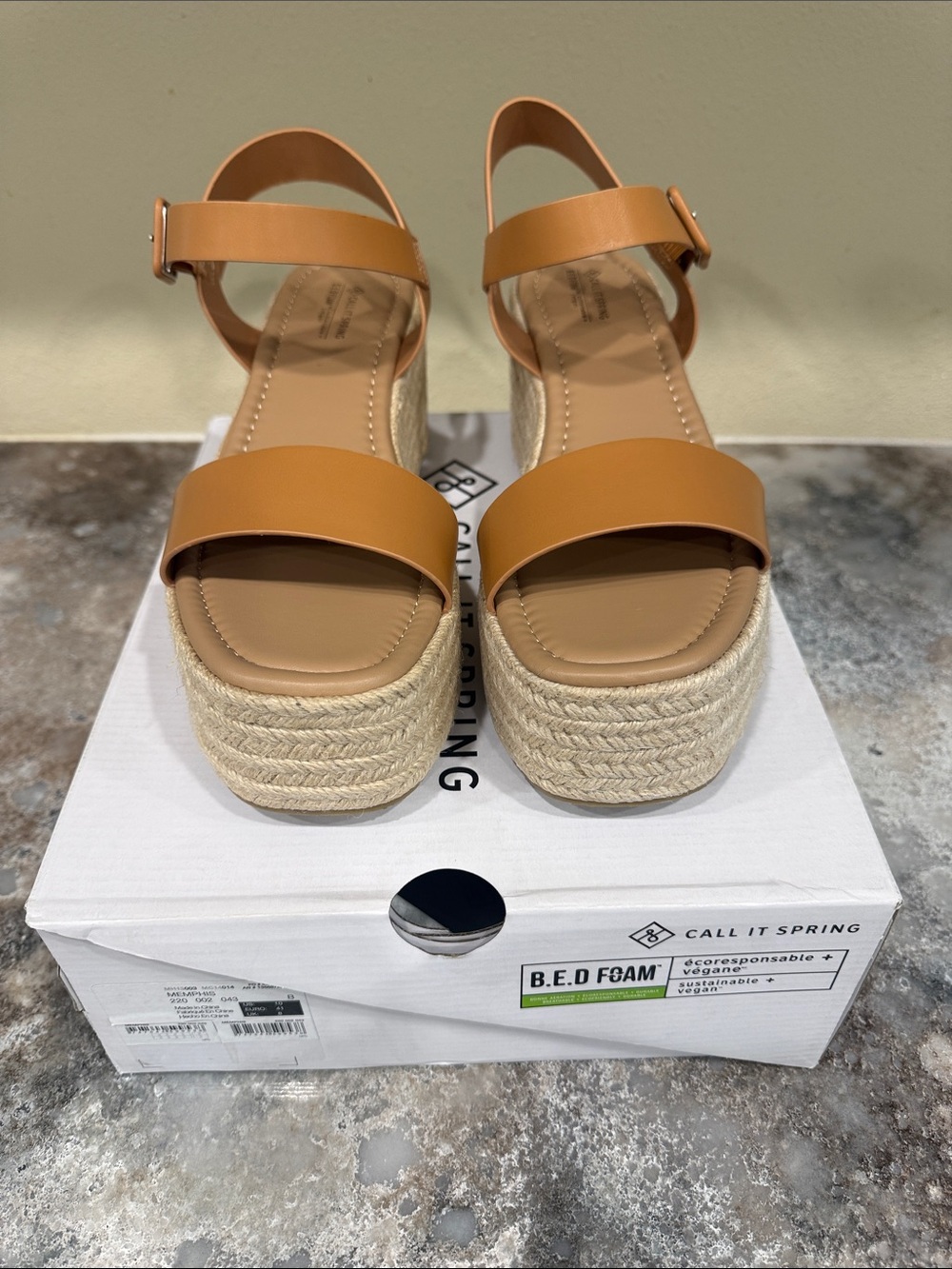 Call It Spring Tan Platform Espadrille Sandals